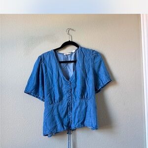 Blue Button-Up Women's Top